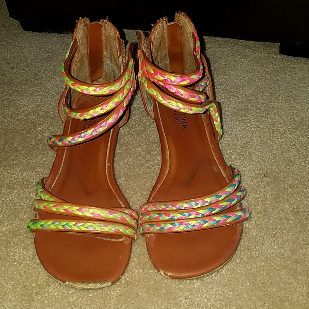 Arizona girls neon braided sandals